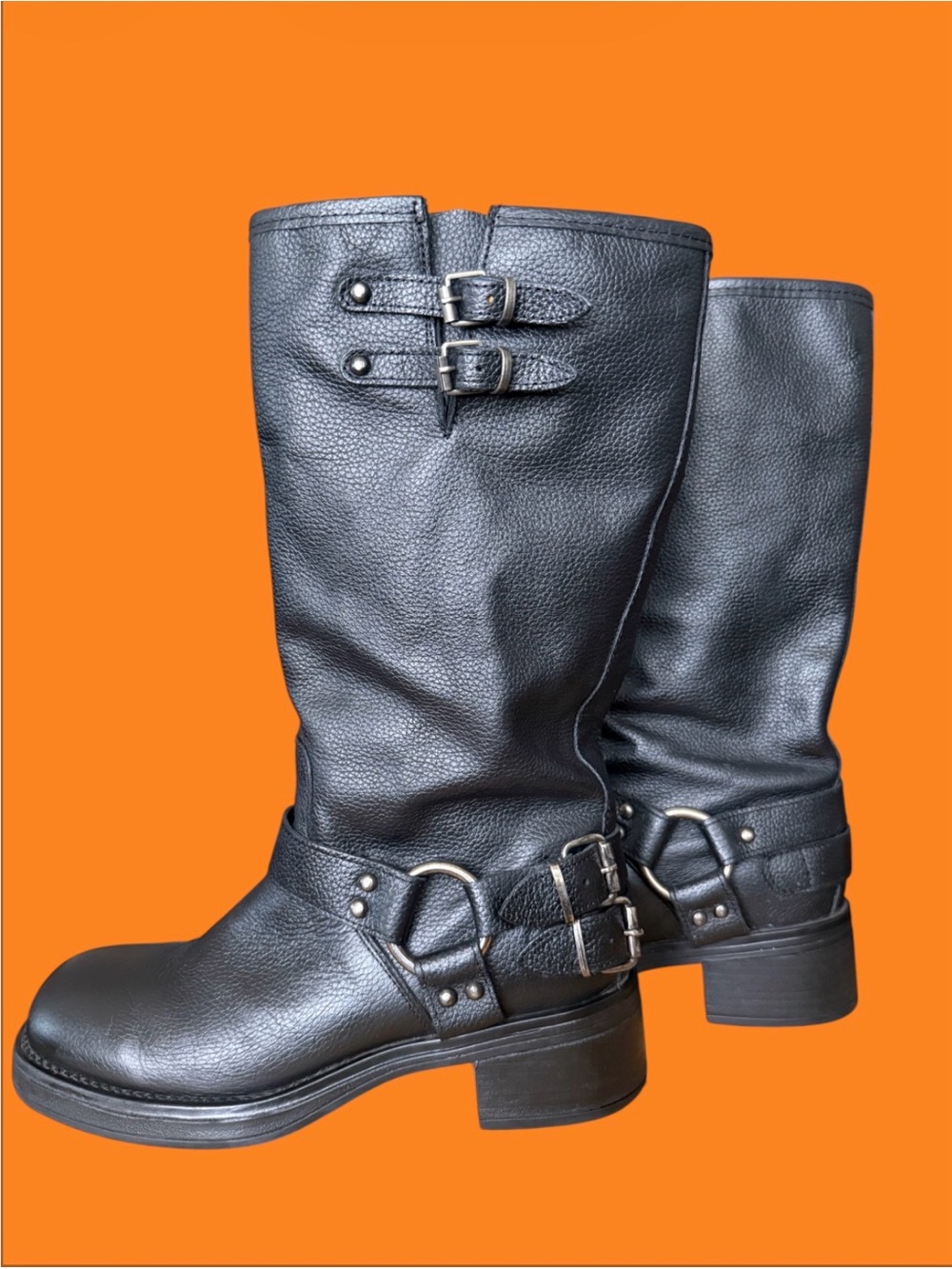 STEVE MADDEN WOMEN’S LEATHER BLACK BOOTS SIZE 7M